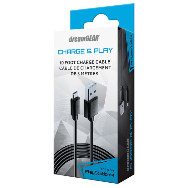 Picture of dreamGEAR Charge & Play Cable 10FT (3m) for PS4 - Black
