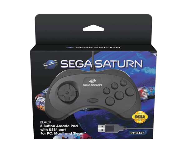 Picture of Retro-Bit SEGA Saturn USB 8-Button Arcade Pad - Black for PC, MAC, Raspberry Pi and Steam