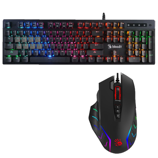 Picture of Bloody Gaming Keyboard & Mouse Performance Bundle - B500N Mecha-Like Keyboard  & J95S RGB Mouse