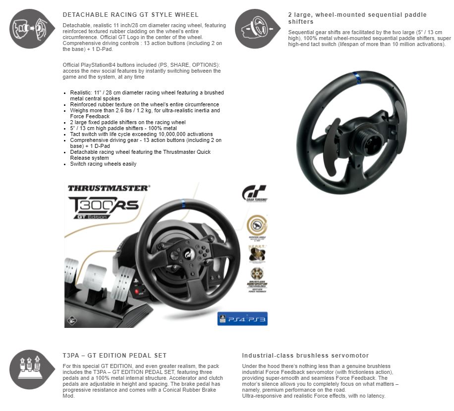 Gamerware T300 Rs Gt Edition Force Feedback Racing Wheel For Pc Ps3 Ps4